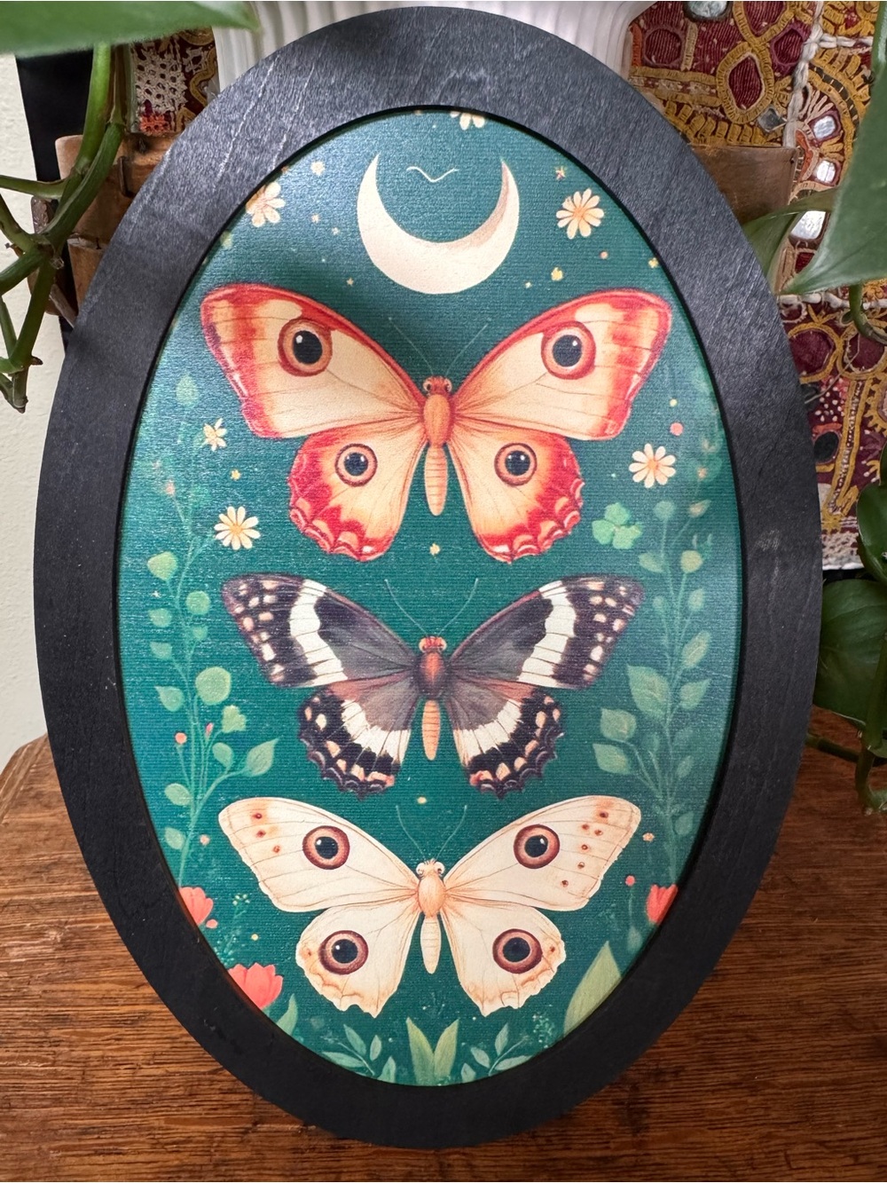 Wooden Canvas Print —  Butterflies and the Moon